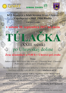 Plagát na podujatie Túlačka (XXIII. ročník) po Uhrovskej doline konanej 30. 9. 2017
